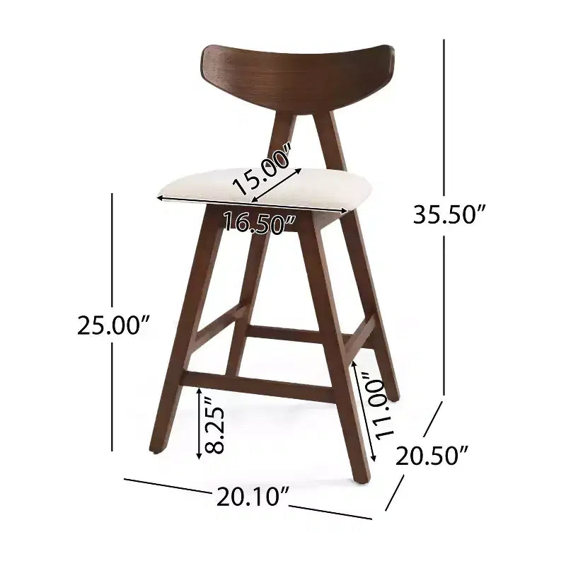 Set di 2 sgabelli da bar Stocker imbottiti altezza bancone